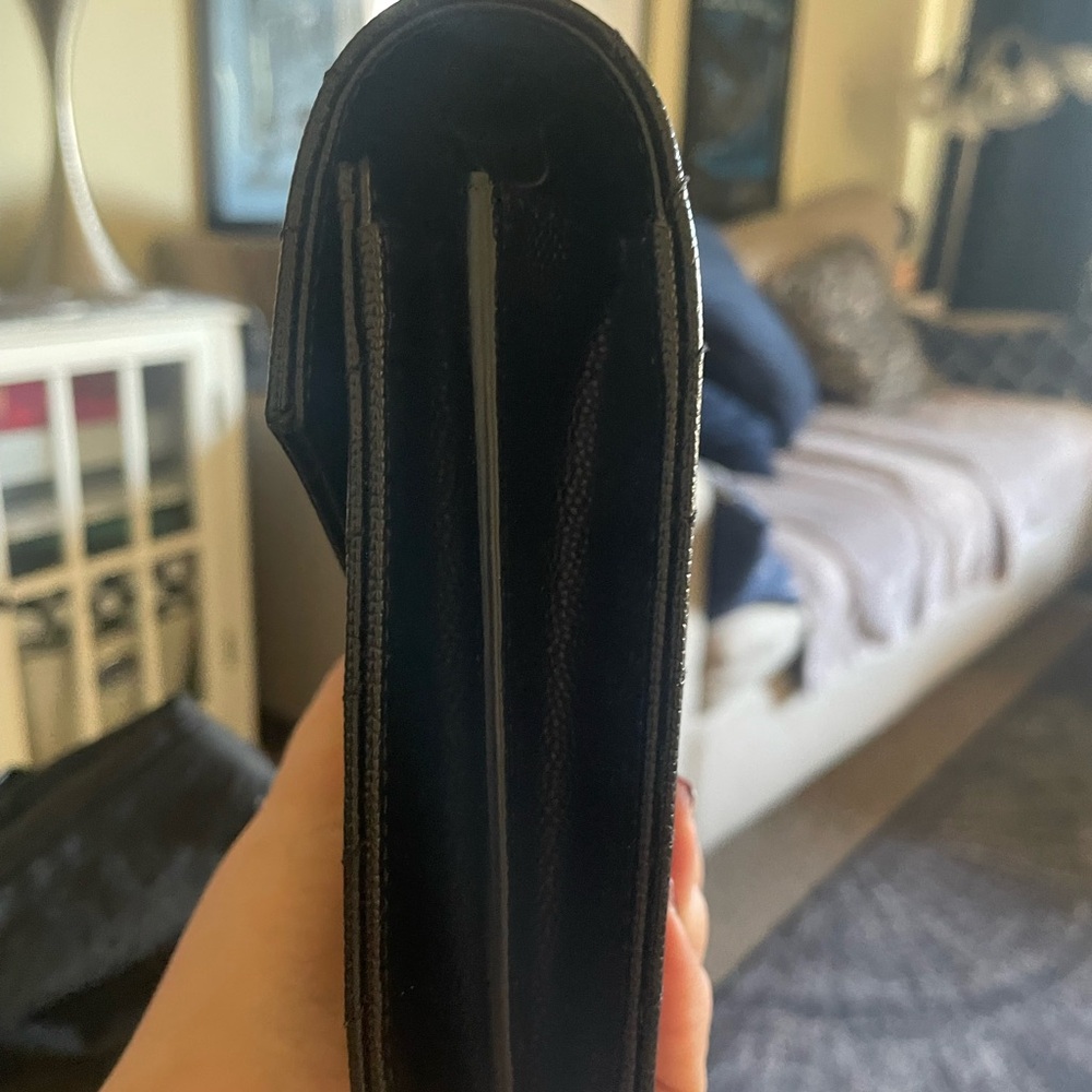 saint laurent grain de poudre matelasse chevron monogram chain wallet black - Picture 7 of 12